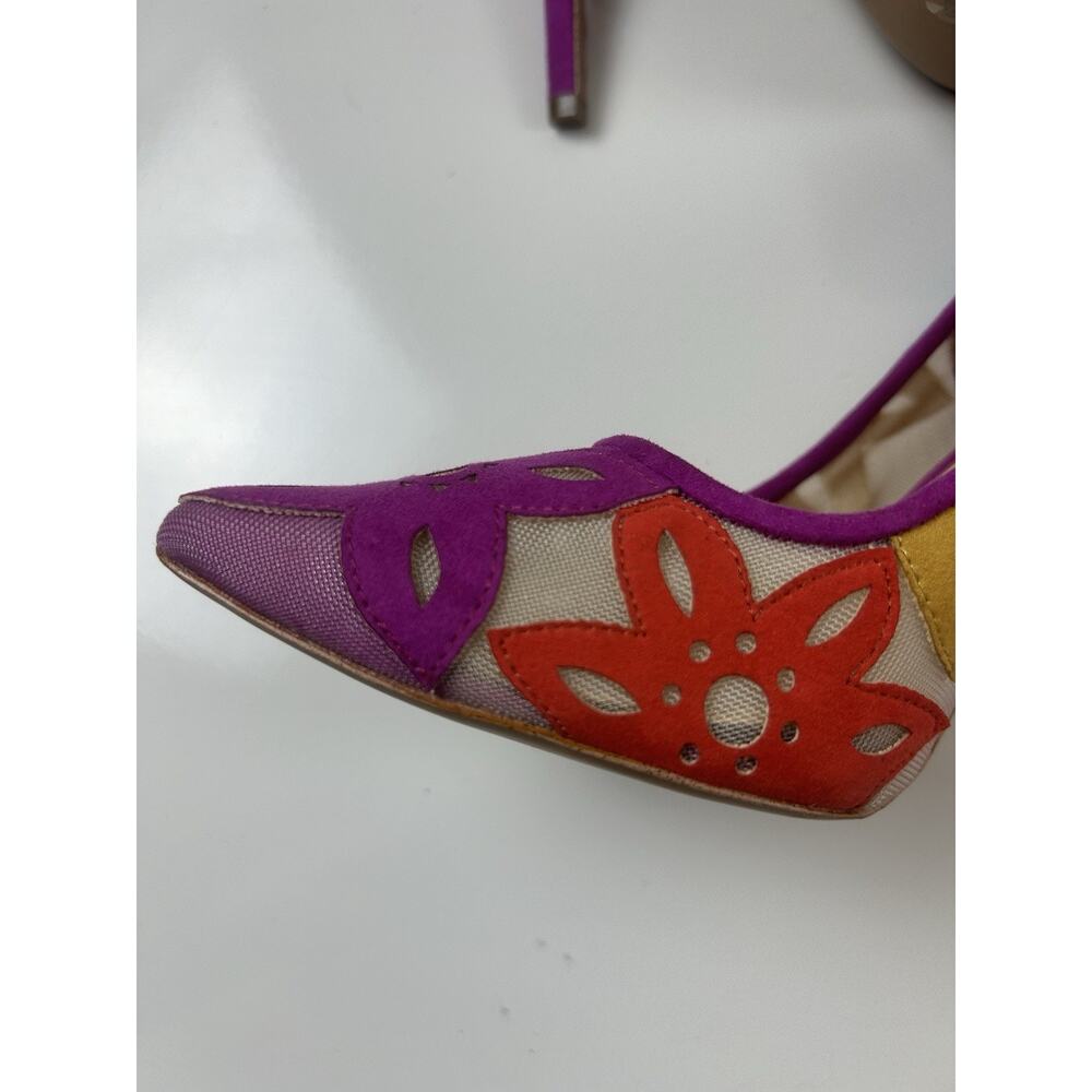 Jessica Simpson Perie Pumps Heel Floral Embroidered Sheer Mesh Womens Sz 6 Pink - Picture 8 of 15